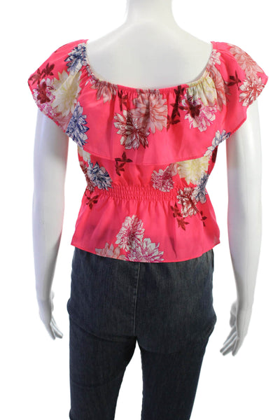 BB Dakota Womens Cropped Floral Blouse Pink Sleeveless Size XS