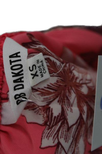 BB Dakota Womens Cropped Floral Blouse Pink Sleeveless Size XS