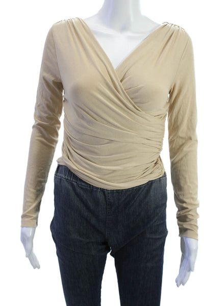 Endless Rose Women Beige V-Neck Long Sleeve Blouse Size XS