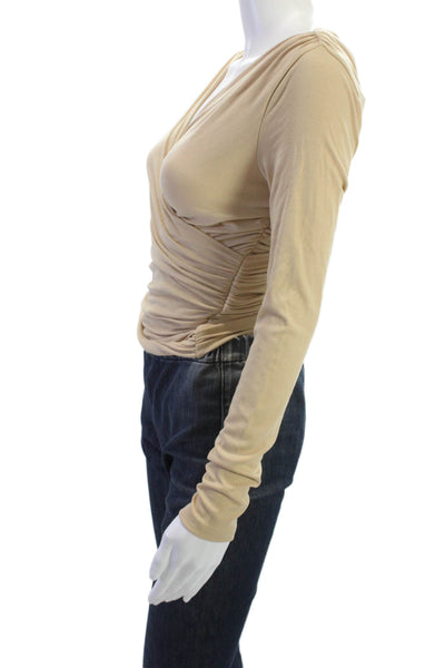 Endless Rose Women Beige V-Neck Long Sleeve Blouse Size XS
