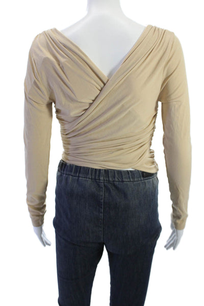 Endless Rose Women Beige V-Neck Long Sleeve Blouse Size XS