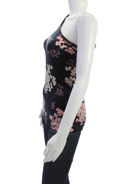 Rebecca Taylor Women Black Floral Tank Top Sleeveless Cotton Spandex Size XS