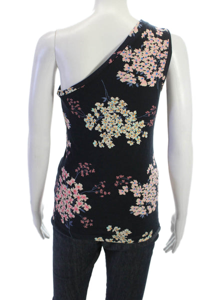 Rebecca Taylor Women Black Floral Tank Top Sleeveless Cotton Spandex Size XS