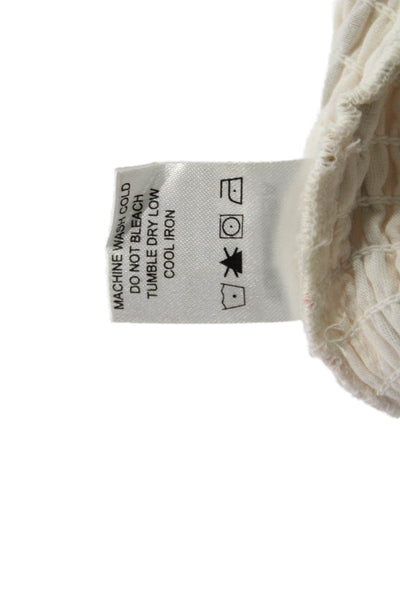 Tularosa Women Cropped Sleeveless Plaid Bohemian Top Beige Cotton Size 2XS