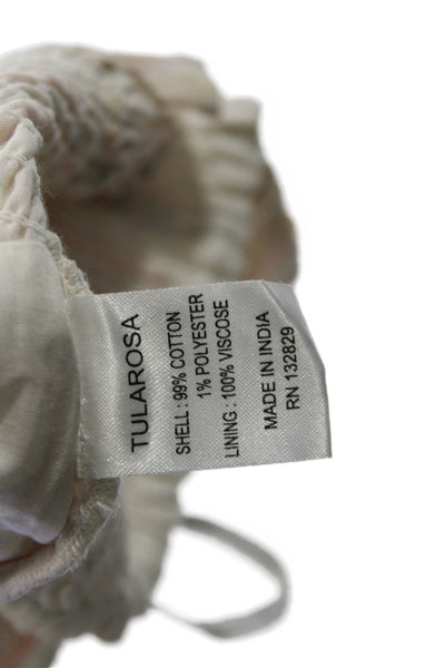 Tularosa Women Cropped Sleeveless Plaid Bohemian Top Beige Cotton Size 2XS