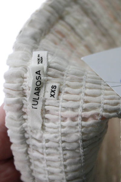 Tularosa Women Cropped Sleeveless Plaid Bohemian Top Beige Cotton Size 2XS