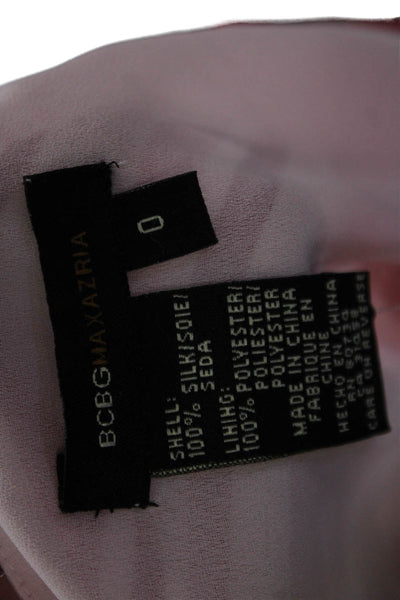 BCBGMAXAZRIA Womens Silk Striped V-Neck Sleeveless Blouse Pink Hook Eye Size 0