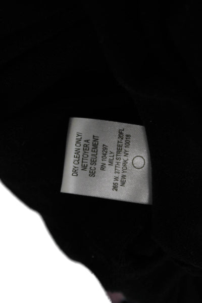 Milly Womens Pullover Sweater Black Round Neck 3/4 Sleeve Size S