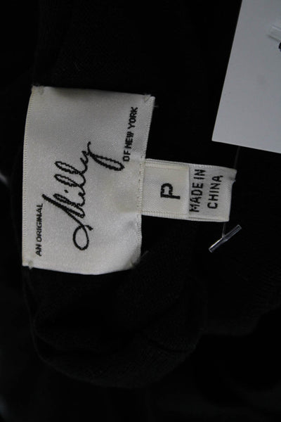 Milly Womens Pullover Sweater Black Round Neck 3/4 Sleeve Size S
