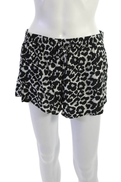 Soft Joie Unisex Black Leopard Rayon Drawstring Shorts Size M