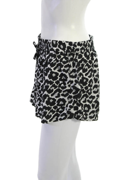 Soft Joie Unisex Black Leopard Rayon Drawstring Shorts Size M