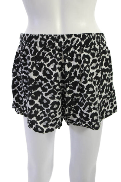 Soft Joie Unisex Black Leopard Rayon Drawstring Shorts Size M