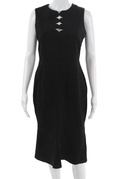 Akris Punto Women Sheath Dress Black Hook Eye Sleeveless Size 6