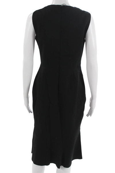 Akris Punto Women Sheath Dress Black Hook Eye Sleeveless Size 6