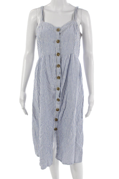 Seraphine Womens Maternity Shirt Dress Light Blue Striped Sleeveless Size 8