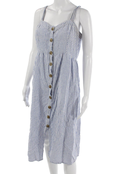 Seraphine Womens Maternity Shirt Dress Light Blue Striped Sleeveless Size 8