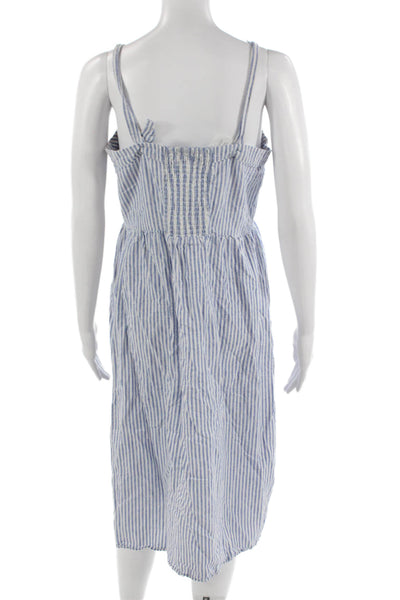 Seraphine Womens Maternity Shirt Dress Light Blue Striped Sleeveless Size 8