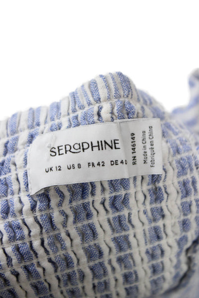Seraphine Womens Maternity Shirt Dress Light Blue Striped Sleeveless Size 8