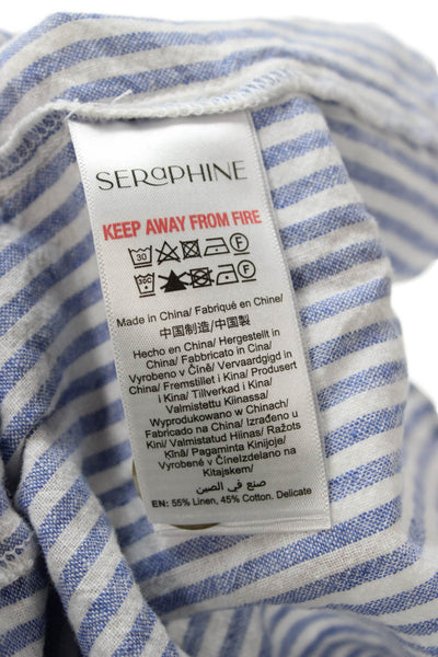 Seraphine Womens Maternity Shirt Dress Light Blue Striped Sleeveless Size 8