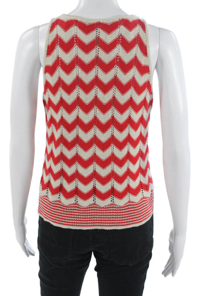 Cotton By Autumn Cashmere Women Red Geometric V Neck Camisole Button Up Size S