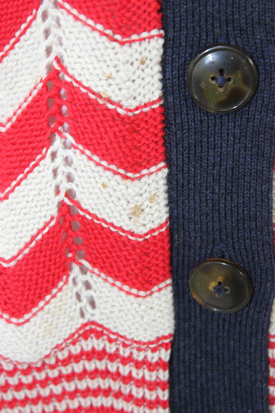 Cotton By Autumn Cashmere Women Red Geometric V Neck Camisole Button Up Size S