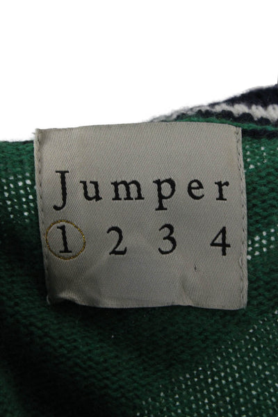 Jumper Unisex Pullover Cashmere Green Crewneck Long Sleeve Size 1