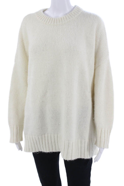 Jenni Kayne Unisex Pullover Sweater White Baby Alpaca Long Sleeve Size L