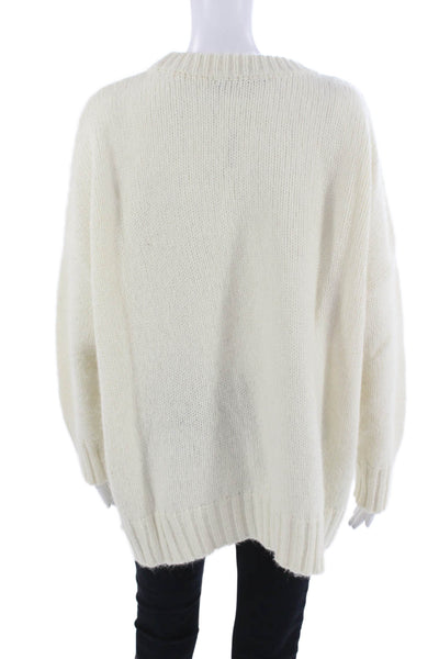 Jenni Kayne Unisex Pullover Sweater White Baby Alpaca Long Sleeve Size L