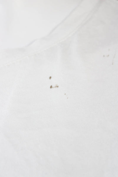 Frame Women Sleeveless Cropped T-Shirt White Pima Cotton Crew Neck Size M