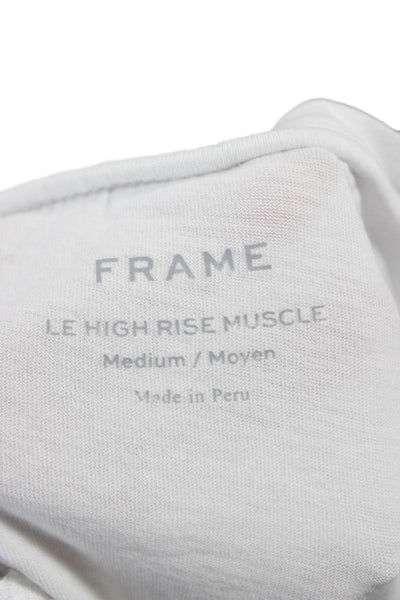 Frame Women Sleeveless Cropped T-Shirt White Pima Cotton Crew Neck Size M