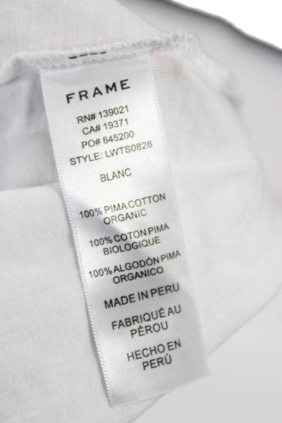 Frame Women Sleeveless Cropped T-Shirt White Pima Cotton Crew Neck Size M