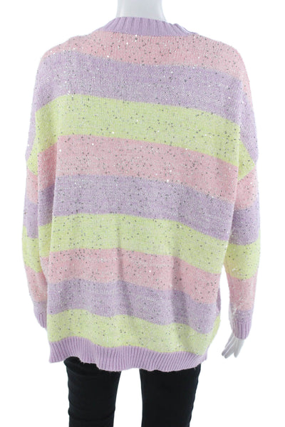 Olivia Rubin Unisex Pink Striped V-Neck Button Cardigan Long Sleeve Size S