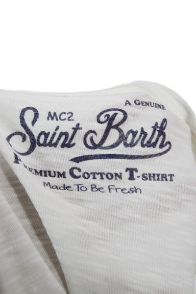 MC2 Saint Barth Mens White Cotton Crew Neck Short Sleeve T-Shirt Beach Size M