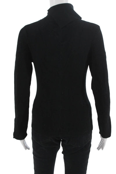 Max Studio Unisex Pullover Sweater Black Mock Neck Zip Long Sleeve Size L