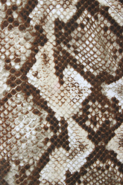 Michael Michael Kors Womens Tunic Beige Snake V-Neck Zip Sleeveless Size L