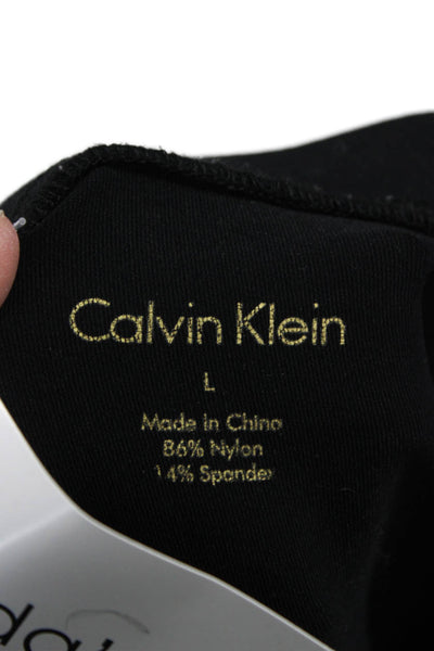 Calvin Klein Women Ankle Cropped Pants Black Nylon Spandex Size L