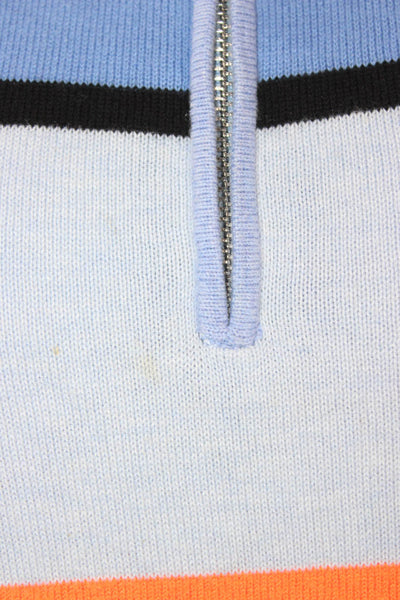 WISPR Unisex Striped Black Mock Neck Zip Pullover Sweater Long Sleeve Size S