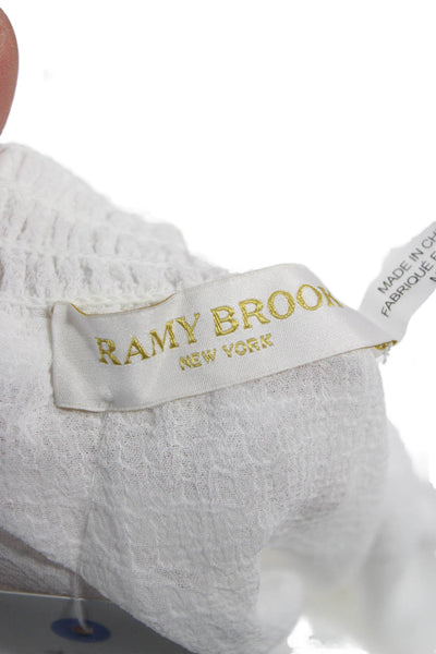 Ramy Brook Women Romper White Polyester Short Sleeve Size M
