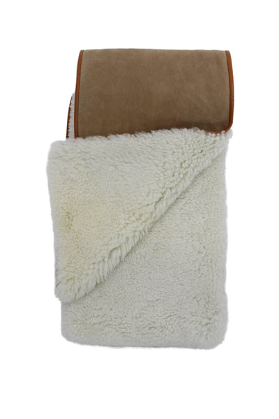 Hermes Womens Shearling Lambskin Wool Skin Scarf Camel Blanc Size 25CMX190CM