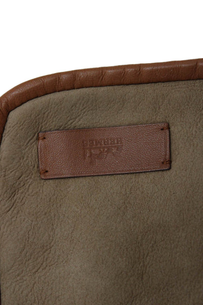 Hermes Womens Shearling Lambskin Wool Skin Scarf Camel Blanc Size 25CMX190CM