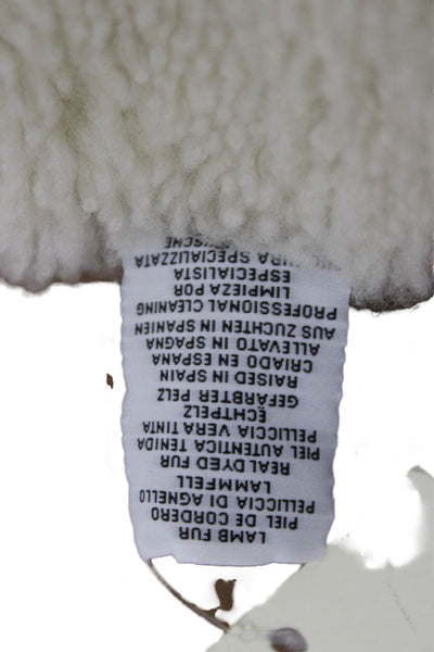 Hermes Womens Shearling Lambskin Wool Skin Scarf Camel Blanc Size 25CMX190CM