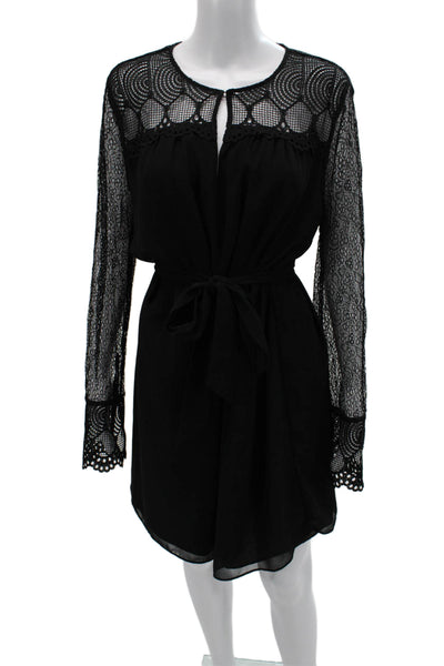 Reiss Womens Blouson Mini Dress Black Long Sleeve Knee Length Size 10