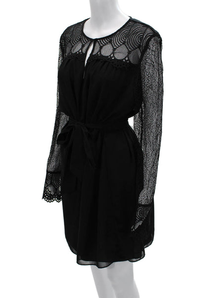 Reiss Womens Blouson Mini Dress Black Long Sleeve Knee Length Size 10