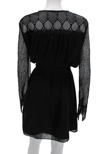 Reiss Womens Blouson Mini Dress Black Long Sleeve Knee Length Size 10
