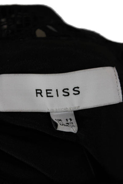 Reiss Womens Blouson Mini Dress Black Long Sleeve Knee Length Size 10
