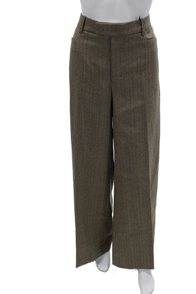 Banana Republic Womens Dress Pants Brown Herringbone 100% Wool Zip Size 10