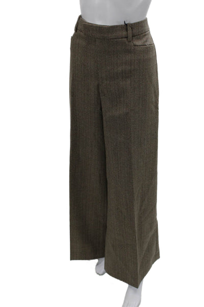 Banana Republic Womens Dress Pants Brown Herringbone 100% Wool Zip Size 10