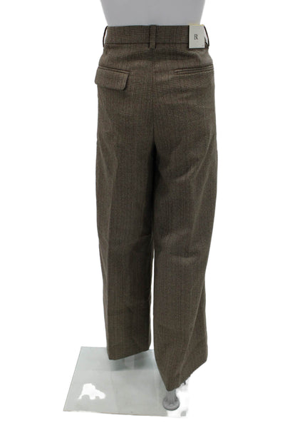 Banana Republic Womens Dress Pants Brown Herringbone 100% Wool Zip Size 10