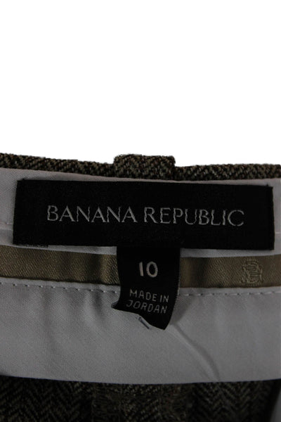 Banana Republic Womens Dress Pants Brown Herringbone 100% Wool Zip Size 10