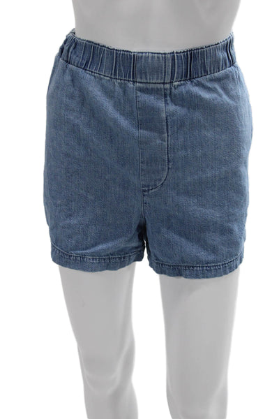 Madewell Unisex Solid Blue Cotton Shorts 90s Style Size M